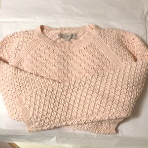 Loft pretty pink crochet sweater
